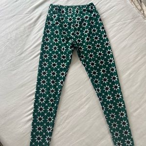 Green Moroccan print gold sheep leggings size xl